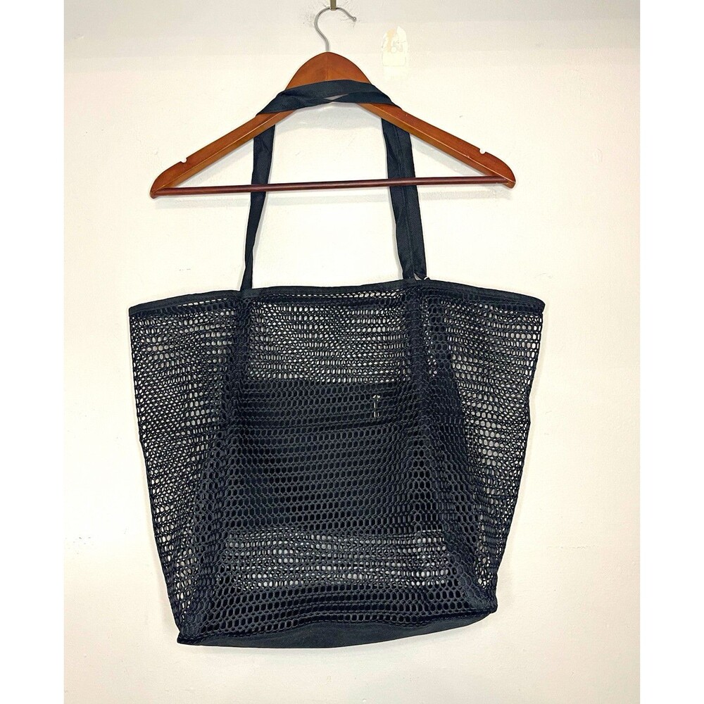 KALIDI Black Mesh Tote Reusable Shopping Bag beach bag